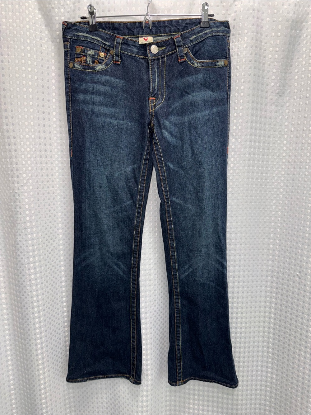 True Religion Women's 100%Cotton Long Wide Flare Denim Jeans Size 30 USA Made